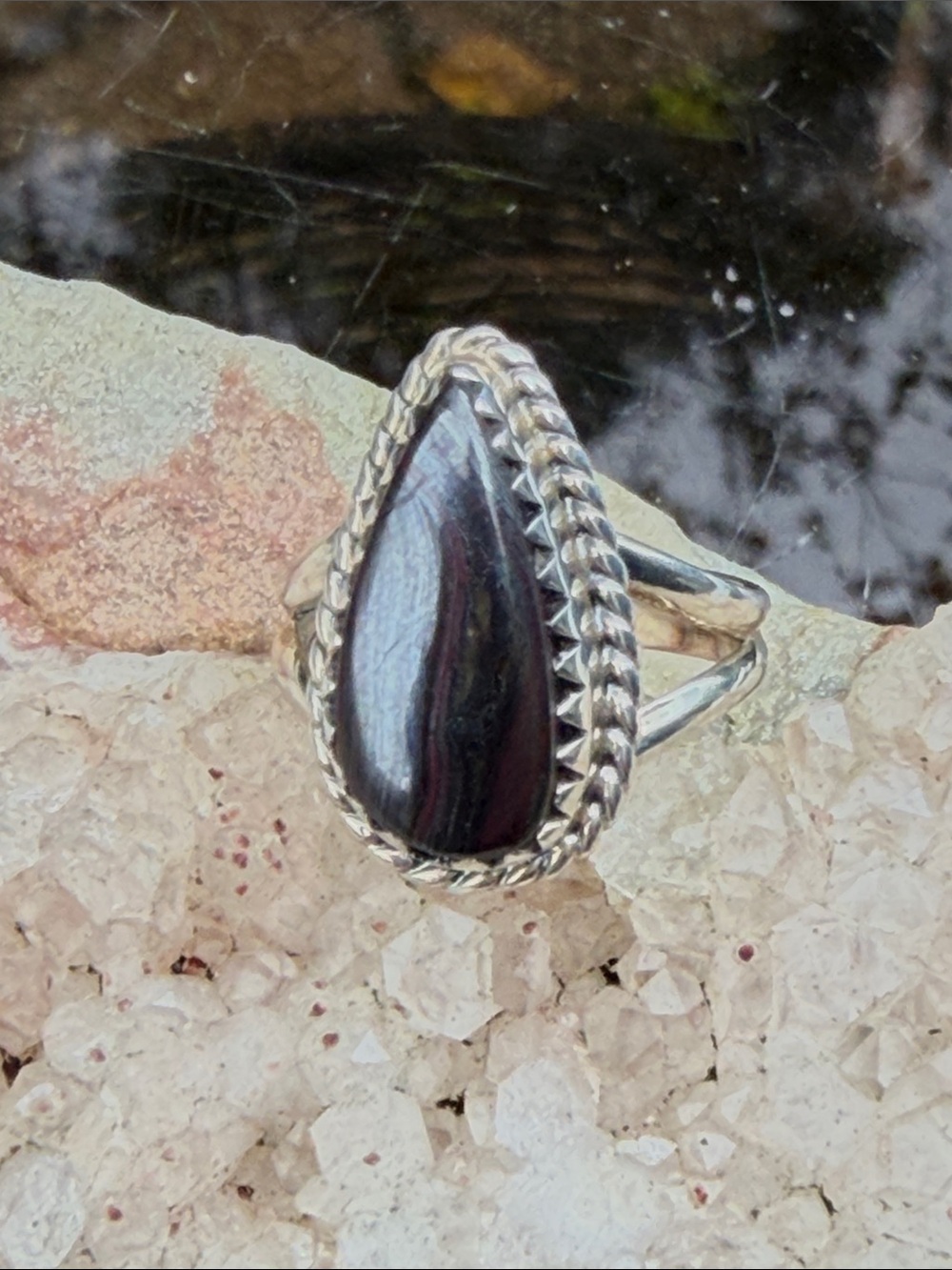 Silver Sheen Obsidian 925 Sterling Silver Ring, Size 6.5